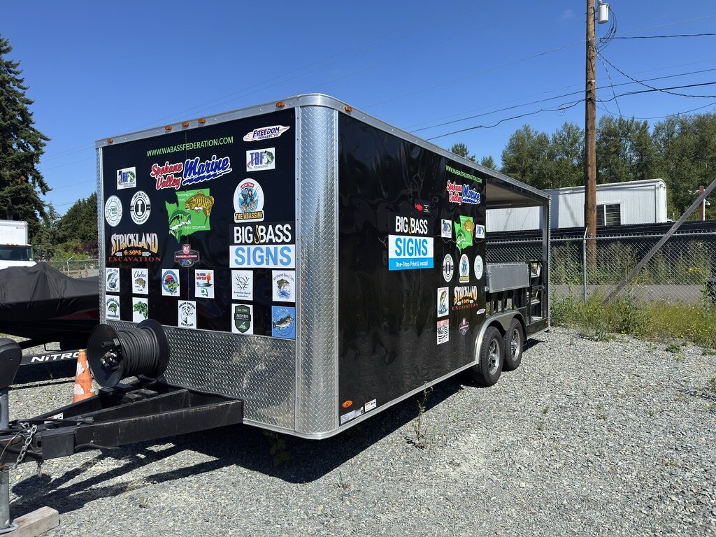 Custom trailer stickers and vehicle lettering