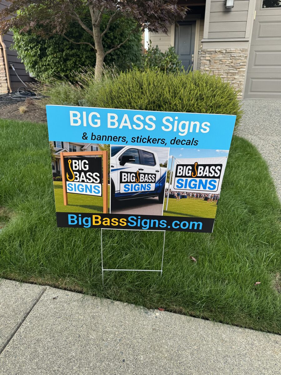 Coroplast yard sign in a lawn